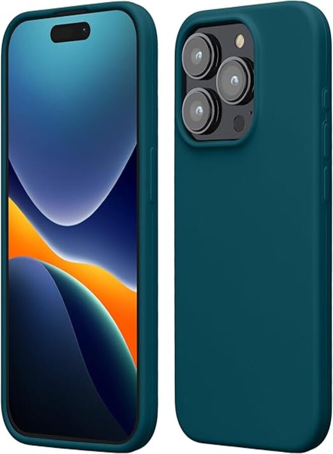 kwmobile Case Compatible with iPhone 15 Pro, Thin Silicone Mobile Phone Case, Shockproof Mobile Phone Case with Soft Surface, Matte Petrol